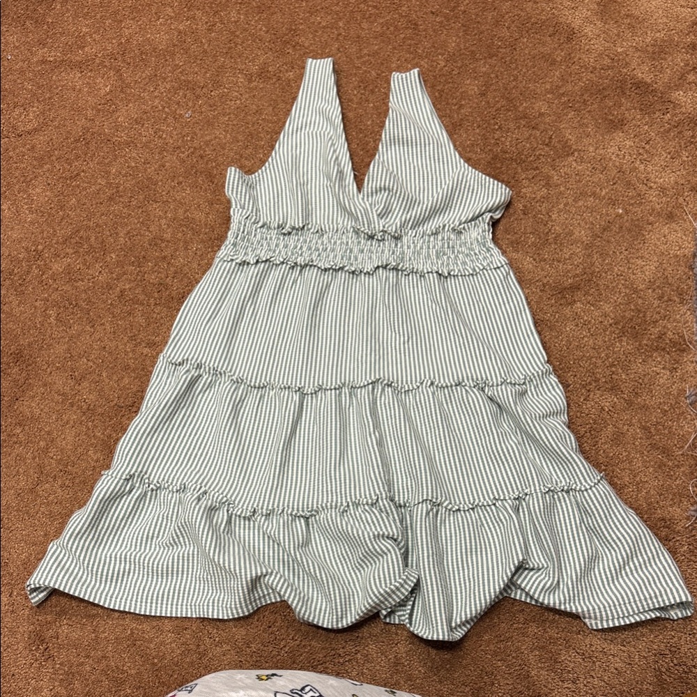 American Eagle Outfitters Striped Sleeveless Sundress - Green & White